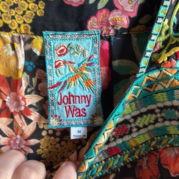 Johnny Was Blue and Red Flutter Sleeve Blouse - Picture 2 of 3